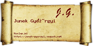 Junek Györgyi névjegykártya